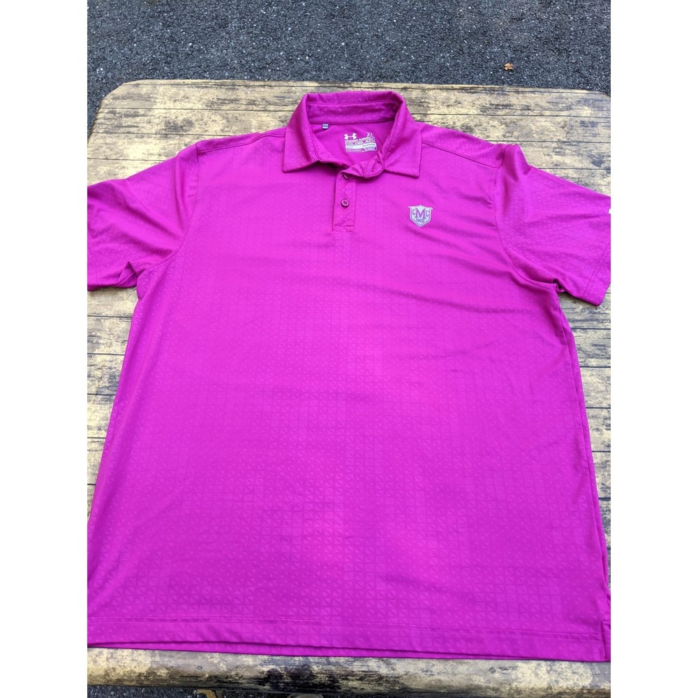 Under Armour Cold Black Manor Country Club MD Pink Golf Polo Sz XL